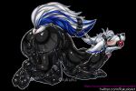  anthro ball_gag bdsm canid canine canis chain chained clothing gag girly gloves handwear latex_gloves leash male mammal orgasm_denial rubber rubber_clothing rubber_suit solo submissive submissive_male tekitourabbit_(artist) wolf 