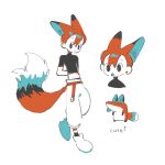  ._. 1boy :p animal animal_ear_fluff animal_ears arm_behind_back arrow_(symbol) bangs belt black_eyes blue_tongue borrowed_character chinese_commentary closed_mouth colored_tongue commentary_request creature_and_personification crop_top dot_nose english_text extra_ears fox fox_boy fox_ears fox_tail from_side full_body guu_(hakahonoo) hair_between_eyes high_collar horizontal_stripes leg_up limited_palette looking_at_viewer looking_to_the_side midriff multicolored_clothes multicolored_legwear multiple_views navel no_pupils original pants personification puffy_pants red_belt red_hair short_sleeves simple_background sketch standing striped striped_legwear tail tongue tongue_out turtleneck white_background white_footwear white_pants 