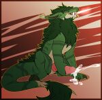  absurd_res bodily_fluids claws cum daenanguis feral fur genital_fluids genitals green green_body green_fur green_scales hi_res krayxii male penis precum reptile scales scalie 