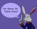  absurd_res anthro clothing fur head_tuft hi_res lagomorph leporid male male/male mammal purple_clothing purple_sweater purple_topwear rabbit solo sweater text text_box todd_(wastester) topwear tuft wastester white_body white_fur 