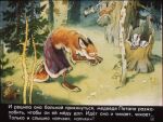  1977 20th_century ambiguous_gender ancient_art anthro avian badger biped bird bottomwear canid canine clothing detailed_background female feral forest fox fur group lariska_(potap_and_lariska) mammal mustelid musteline nude orange_body orange_fur outside plant pyotr_repkin red_fox rodent russian_text sciurid semi-anthro skirt text traditional_media_(artwork) translation_request tree walking white_body white_fur 