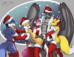  anthro anthro_on_anthro balls bandai_namco black_body blue_body blue_eyes blue_fur blue_hair bodily_fluids breast_grab breasts bucky_o&#039;hare_(series) butt christmas christmas_clothing christmas_headwear claws clothed clothing detailed_background digimon digimon_(species) domestic_cat dragon duo fangs felid feline felis female female/female fluffy fluffy_tail fur gangbang genital_fluids genitals green_body green_eyes grey_body group group_sex hair hand_on_breast hat headgear headwear hi_res holidays horn interspecies jenny_(bucky_o&#039;hare) krystal looking_pleasured male male/female mammal miyu_lynx multicolored_body muscular muscular_male nintendo nipples open_mouth open_smile partially_clothed penis pink_body pink_fur pink_hair pussy red_eyes renamon reverse_gangbang santa_hat savageshark scalie sex smile star_fox tamati teeth tongue two_tone_body vein veiny_penis video_games western_dragon white_body white_fur wings yellow_body yellow_fur 