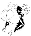  anthro balls big_butt bottomless butt canid canine canis clothed clothing desi domestic_dog genitals girly hi_res high_heels huge_butt latex male mammal penis thecon 