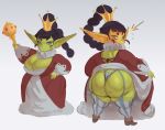  absurd_res big_breasts big_butt breasts butt cleavage clothed clothing crown female forastero goblin green_body green_skin hi_res huge_butt humanoid legwear looking_at_viewer looking_back looking_back_at_viewer not_furry royalty short_stack thick_thighs thigh_highs thong underwear 