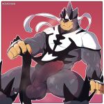  absurd_res anthro balls big_penis caro1 clothing foreskin genitals glans grey_body hi_res humanoid_genitalia humanoid_penis legendary_pok&eacute;mon looking_at_viewer male muscular muscular_anthro muscular_male nintendo penis pok&eacute;mon pok&eacute;mon_(species) retracted_foreskin single_strike_style_urshifu solo undressing urshifu vein veiny_penis video_games 