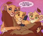  disney felid female first_person_view group jace_apollo kiara kovu lion male male/female mammal pantherine speech_bubble the_lion_king tiifu young zuri_(tlg) 