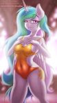  animal_humanoid anthro big_breasts breasts butt clothed clothing cutie_mark digital_media_(artwork) equid equid_humanoid equine equine_humanoid feathered_wings feathers female friendship_is_magic hair hasbro horn humanoid looking_at_viewer mammal mammal_humanoid multicolored_hair my_little_pony patreon princess_celestia_(mlp) shad0w-galaxy smile solo swimwear text white_body winged_unicorn wings 