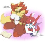  2022 anthro big_breasts breasts delphox dialogue duo english_text female genitals hi_res latias legendary_pok&eacute;mon nintendo nipples pok&eacute;mon pok&eacute;mon_(species) pussy text video_games zerofox1000 