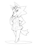  animal_crossing anthro audie_(animal_crossing) canid canine clothing dress eyewear eyewear_on_head female fox hi_res looking_at_viewer mammal nintendo pineapple_pattern punipaws sketch solo sunglasses sunglasses_on_head video_games 