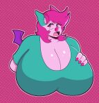  absurd_res big_breasts breasts charrynsfw claws fangs female final_fantasy hair hand_on_breast hi_res horn huge_breasts mammal moogie_(twistcmyk) moogle overweight overweight_female pink_hair solo square_enix video_games wings 