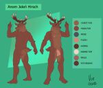  anom_hirsch anonymous_artist antlers brown_body brown_fur cervid cervine fur genitals hi_res horn male mammal model_sheet penis red_deer solo 