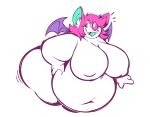  anthro belly big_breasts bootfromtv breasts claws fangs female final_fantasy hair hand_on_stomach horn mammal moogie_(twistcmyk) moogle overweight overweight_female pink_hair solo square_enix video_games wings 