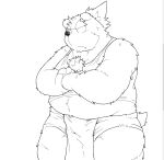  2022 anthro belly clothing hi_res humanoid_hands kemono male mammal overweight overweight_male shirt simple_background solo suishou0602 topwear underwear ursid white_background 