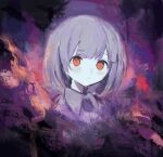  1girl abstract abstract_background bangs expressionless fish highres looking_at_viewer md5_mismatch original purple_hair red_eyes shirt short_hair solo tabmur upper_body 