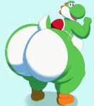  anthro big_butt bubble_butt butt clothing footwear green_body green_yoshi hi_res huge_butt hyper hyper_butt male mario_bros megacoolbear_(artist) nintendo overweight overweight_anthro overweight_male shoes simple_background solo thick_thighs video_games yoshi 