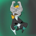  armor big_breasts black_body black_nipples breasts female genitals hair headgear helmet humanoid markings midna nintendo nipples orange_hair poraka7 pussy solo the_legend_of_zelda twilight_princess video_games white_body 