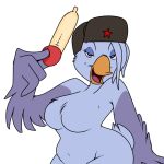  1:1 anatid anseriform anserinae anthro avian balto_(film) beauty_mark bird breasts clothing featureless_breasts female goose hat headgear headwear lonbluewolf looking_at_viewer open_mouth simple_background snow_goose solo stella_(balto) tongue turkey_baster white_background 