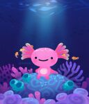  ._. animal animal_focus artist_name axolotl black_eyes blush caustics closed_mouth clownfish coral fins fish gills no_humans open_mouth original pikaole school_of_fish sea_anemone sitting smile tail_fin underwater water 