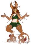  animal_humanoid brown_hair butt cervid clothed clothing cloven_hooves corruption dappled_fur dryad female fetlocks flower food fruit fur hair hi_res hooves humanoid mammal plant pumpkin solo treesong vines white_body white_fur yogoat 