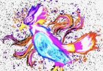  ambiguous_gender avian beak bird colorful digital_media_(artwork) european_mythology feathered_wings feathers feral fire flaming_tail greek_mythology mammal mythological_avian mythological_firebird mythology neon paint paint_splatter phoenix simple_background solo tail_feathers trustycaveman wings 