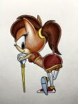  absurd_res anthro bottomwear bra breasts brown_body brown_fur butt clothing emeraldcoast98 female fur gloves hair handwear hi_res manx_cat mooning ponytail red_bottomwear red_bra red_clothing red_skirt red_underwear sega short_tail simple_background skirt solo sonic_the_hedgehog_(series) sonic_x-treme staff tiara_boobowski topwear underwear white_background white_clothing white_gloves white_handwear yellow_hairband 