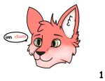  absurd_res anthro canid canine comic_sans floating_head fox headshot_portrait hi_res male mammal portrait text unknown_artist yellow_eyes 