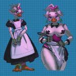  animatronic anthro apron avian bdsm bird bow_tie breasts clothed clothing digital_drawing_(artwork) digital_media_(artwork) female five_nights_at_freddy&#039;s five_nights_at_freddy&#039;s:_security_breach front_view full-length_portrait glamrock_chica_(fnaf) hair half-length_portrait hi_res looking_at_viewer machine maid_uniform portrait pulred robot scottgames simple_background sketch solo tape uniform video_games whip 