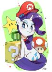  2021 blue_eyes blush crossover cutie_mark equid equine eyeshadow female feral friendship_is_magic hair hasbro hi_res horn long_hair makeup mammal mario_bros my_little_pony nendo nintendo purple_hair rarity_(mlp) signature smile solo unicorn video_games 