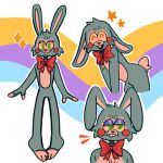  2022 animatronic anthro blue_body blush buckteeth ears_down eyebrows eyelashes eyeshadow five_nights_at_freddy&#039;s five_nights_at_freddy&#039;s_2 floppy_ears fur girly green_eyes happy hi_res lagomorph leporid looneyghost machine makeup male mammal pivoted_ears rabbit red_cheeks ribbons robot scottgames teeth toy_bonnie_(fnaf) video_games white_body 