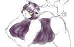  anthro ass_up belly big_breasts big_butt black_hair breasts butt catti_(deltarune) clothing deltarune domestic_cat ear_piercing ear_ring felid feline felis female fur hair hi_res highlights_(coloring) huge_breasts kannoie love_handles lying mammal nipple_outline on_front one-piece_swimsuit overweight overweight_anthro overweight_female piercing purple_highlights short_hair simple_background solo swimwear thick_thighs tight_clothing tight_swimsuit undertale_(series) video_games whiskers white_body white_fur yellow_sclera 