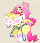  anthro anthrofied big_breasts bottomwear breasts cleavage clothed clothing equid equine female fluttershy_(mlp) friendship_is_magic hasbro hi_res huge_breasts hyper hyper_breasts legwear lips mammal my_little_pony panties scarfyace shorts solo thick_lips thigh_highs underwear wide_hips 