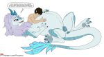  2022 anus aquatic_dragon asian_mythology disney dragon duo east_asian_mythology eastern_dragon english_text female genitals hi_res human male mammal marine mythology pregnant pusspuss pussy raya_and_the_last_dragon simple_background sisu_(ratld) speech_bubble text url white_background 