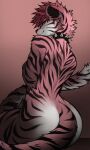  2022 angiewolf anthro collar digital_media_(artwork) felid fur hair male mammal pantherine red_hair solo tiger 
