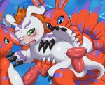  anal anal_penetration animal_genitalia bandai_namco blush digimon digimon_(species) docking double_penetration elecmon feral forced gang_rape gangbang genital_slit genitals gomamon group group_sex male male/male penetration penile penis rape sex slimefur slit 