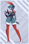  anthro arte_(r-mk) breasts cleavage cleavage_cutout clothed clothing english_text female fingerless_gloves gloves handwear hi_res high_heels jacket leggings legwear leotard lips mammal mustela mustelid musteline navel nintendo one_eye_closed open_mouth pok&eacute;mon pok&eacute;mon_(species) r-mk sneasel standing teeth text thick_thighs topwear true_musteline video_games wide_hips wink 