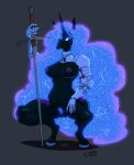 anthro armor equid equine female friendship_is_magic glowing glowing_hair hair hi_res horn mammal melee_weapon my_little_pony nightmare_moon_(mlp) princess_luna_(mlp) scrapheap_(artist) solo squatting_position sword unicorn weapon 