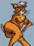 2021 anthro breasts caitian casual_nudity chest_tuft dr._t&#039;ana felid feline female frown fur genitals hair half-closed_eyes hi_res looking_at_viewer lying mammal mature_anthro mature_female narrowed_eyes nipples nude on_side orange_body orange_fur portrait pussy sexylinguini solo star_trek star_trek_lower_decks three-quarter_portrait tuft whiskers white_hair 