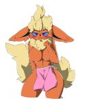  9air absurd_res anthro big_breasts blush breasts canid digital_media_(artwork) eeveelution female flareon fur hi_res looking_at_viewer mammal nintendo pok&eacute;mon pok&eacute;mon_(species) simple_background solo video_games white_background 