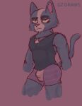  abs absurd_res avocato blue_body body_hair bulge chest_hair clothing domestic_cat felid feline felis final_space gz_draws hi_res male mammal muscular muscular_male pink_clothing pink_underwear serious solo underwear ventrexian 