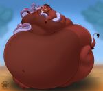  2021 bandage belly big_belly big_chest coiling dino.d.dice disney duo eye_contact feral hi_res hyper hyper_belly looking_at_another male mammal navel obese obese_feral obese_male one_leg_up open_mouth overweight overweight_feral overweight_male pumbaa raised_leg raised_tail ralph_(timon_and_pumbaa) reptile scalie sitting snake suid suina the_lion_king timon_and_pumbaa tongue tongue_out warthog 