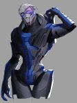  absurd_res alien armor blue_eyes bodypaint face_paint garrus_vakarian gun hi_res leafjuly male mass_effect ranged_weapon rifle sniper_rifle solo standing teeth turian video_games visor weapon 