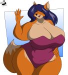  absurd_res anthro breasts canid canine chrisandcompany cleavage clothed clothing female fox hair hi_res mammal solo 