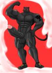  2021 abs absurd_res anatake anthro balls big_balls big_muscles big_penis black_balls black_body black_fur black_penis bodily_fluids clothing cum cumshot domestic_cat ejaculation epic_games erection excessive_cum eye_scar facial_scar felid feline felis flexing flexing_bicep footwear footwear_only fortnite fur genital_fluids genitals glans hi_res huge_penis humanoid_genitalia humanoid_penis looking_at_viewer male mammal meowscles_(fortnite) mostly_nude muscular muscular_anthro muscular_male orgasm penis pink_glans red_background red_eyes scar scratches shadow_meowscles_(fortnite) shoes shoes_only simple_background solo standing tattoo vein veiny_penis video_games 