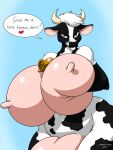  anthro big_breasts bovid bovine breasts cattle dialogue doodledan86 female hi_res huge_breasts mammal solo 