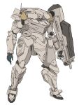  gasaraki gun highres holding holding_gun holding_weapon ishtar_mk-ii mecha mecha_kaku_man no_humans open_hand radio_antenna science_fiction simple_background solo standing weapon white_background 