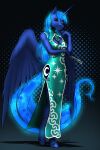  absurd_res blue_body blue_eyes blue_fur blue_hair blue_tail blue_theme clothing dress equid equine female friendship_is_magic fur hair hand_fan hi_res hooves horn looking_at_viewer mammal my_little_pony mykegreywolf princess_luna_(mlp) winged_unicorn wings 