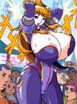  areola_slip areolae big_breasts blonde blonde_hair blue_eyes breasts camera diva_mizuki gravion hips huge_breasts jyubei mizuki_tachibana nipple_slip nipples tachibana_mizuki wide_hips 