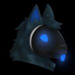  anthro biolumine blep blue_ears blue_eyes blue_tongue cute_expression fluffy fur glowing glowing_eyes glowing_tongue green_body green_fur happy hi_res machine male neck_tuft protogen shaded smile solo tongue tongue_out tuft 