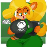  2022 3barts 4k absurd_res accessory activision anthro bandicoot big_breasts blonde_hair bodily_fluids breasts clothing coco_bandicoot crash_bandicoot_(series) curvy_figure dialogue digital_media_(artwork) ear_piercing ear_ring english_text eyelashes female fingers fur green_eyes hair hair_accessory hair_tie hi_res hourglass_figure huge_breasts lips long_hair looking_at_viewer mammal marsupial multicolored_body multicolored_fur orange_body orange_fur overalls panties panty_shot piercing ponytail simple_background smile solo standing sweat tablet talking_to_viewer tan_body tan_fur text thick_thighs tongue two_tone_body two_tone_fur underwear video_games voluptuous wide_hips 