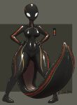  absurd_res animal_humanoid annelid annelid_humanoid anthro big_tail cass_(medicinal_succ) female genitals glistening glistening_body hi_res humanoid leech leech_humanoid medicinal_succ pussy solo stripes thick_thighs wide_hips 